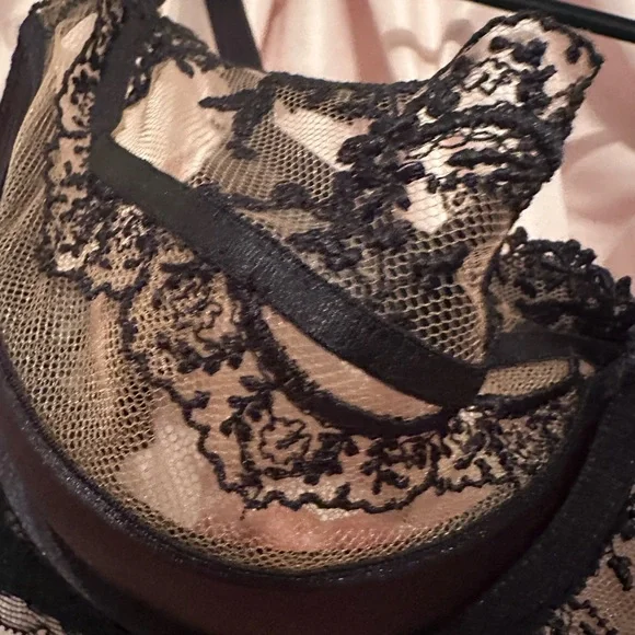 Honey Birdette Charlotte black bra 38d satin lace crystal tulle